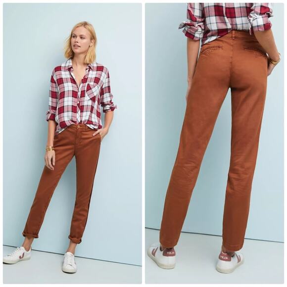 Anthropologie Relaxed Striped Chino Pants Size 31T‎ 31 Tall - Picture 1 of 7